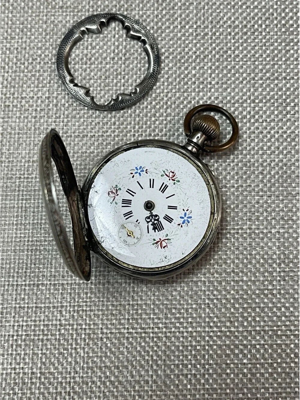 Antique Cylindre 10 Rubis 800 SILVER Pocket Watch ( Parts/Repair )